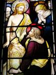 Doubting Thomas - stained glass window - Woodhouse Church